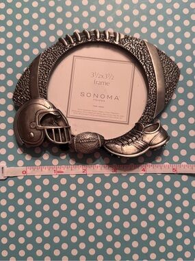 Pewter picture frame with Football Accents